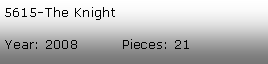 Tekstboks: 5615-The KnightYear: 2008Pieces: 21